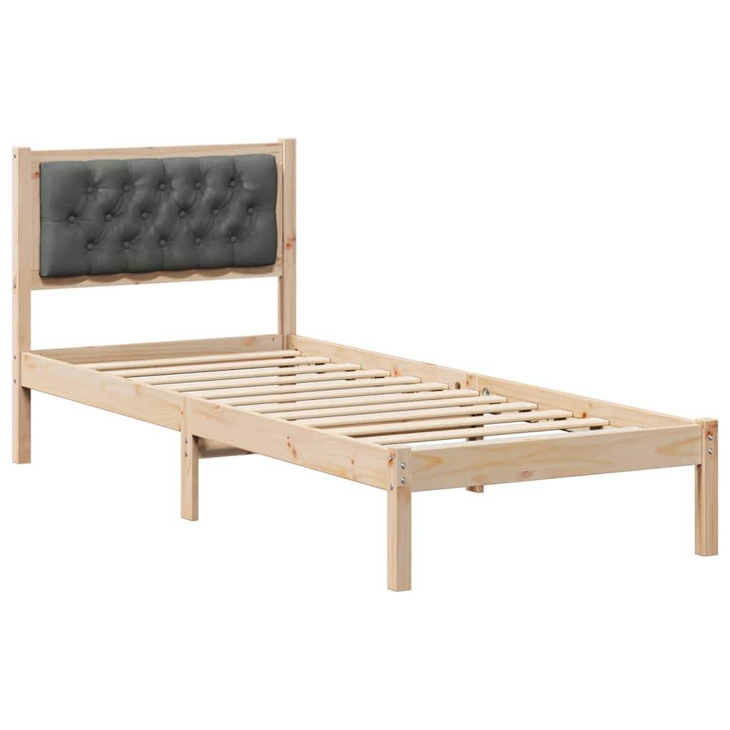 vidaXL Bettrahmen Dunkelgrau 90 x 200 cm Massives Kiefernholz
