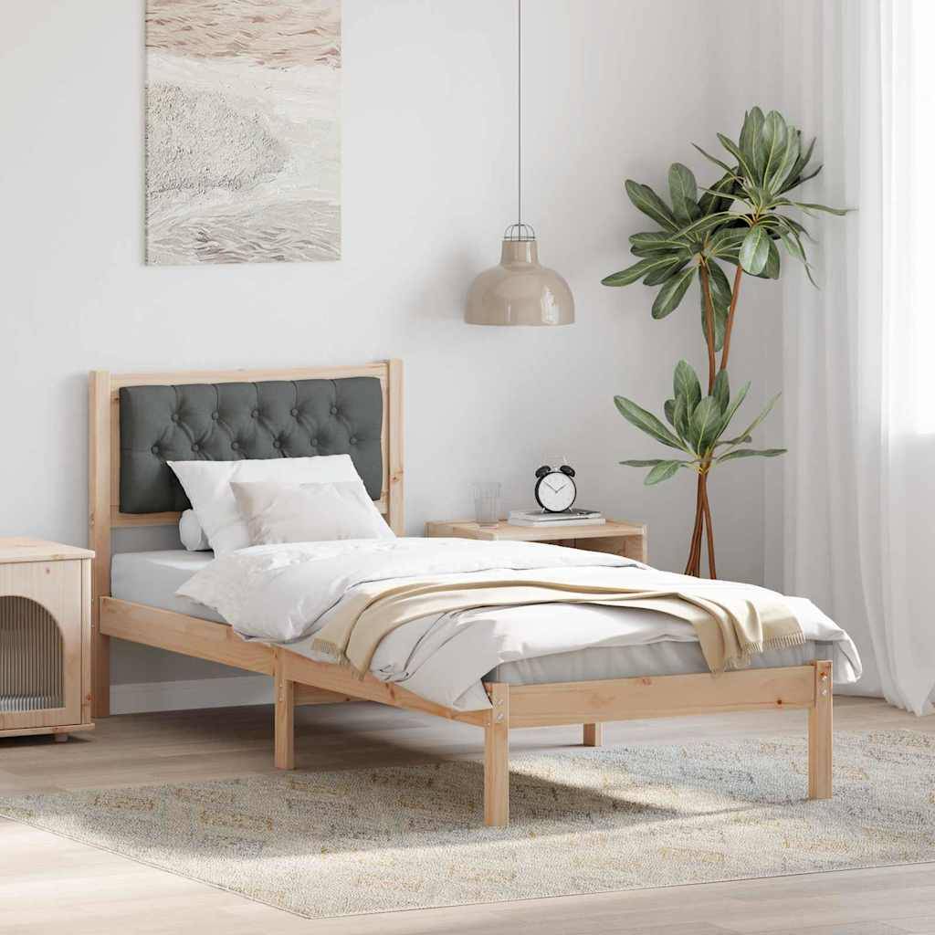vidaXL Bettrahmen Dunkelgrau 75 x 190 cm Massives Kiefernholz