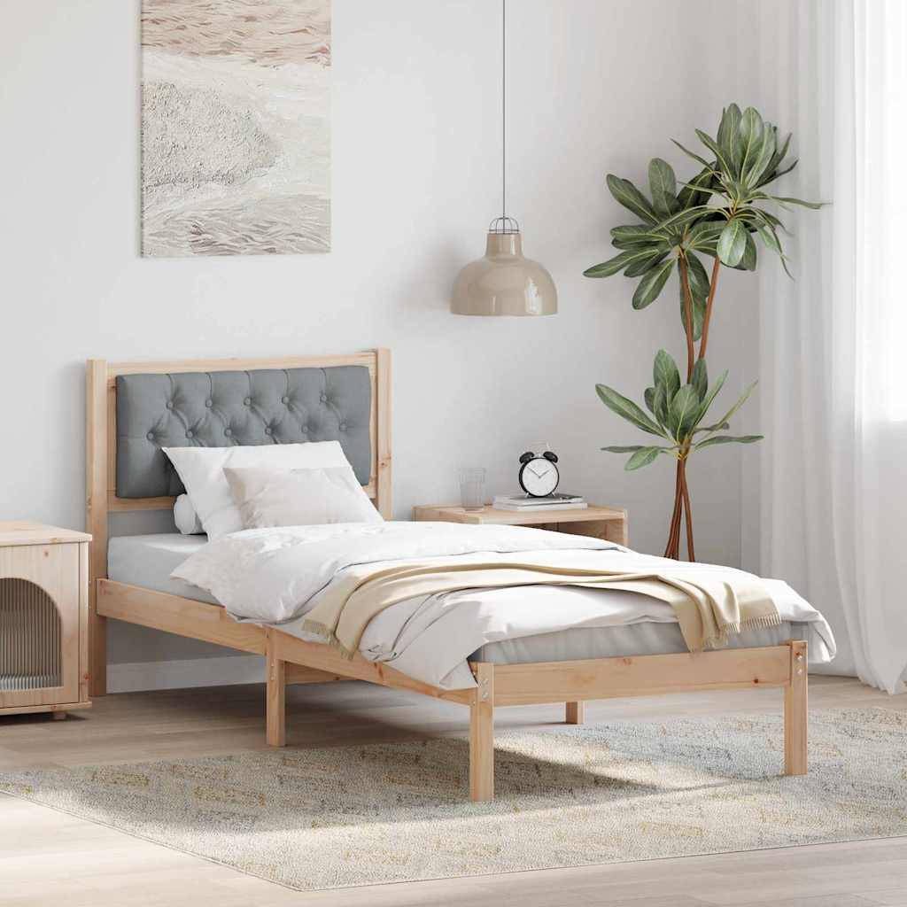 vidaXL Bettrahmen Hellgrau 90 x 200 cm Massives Kiefernholz