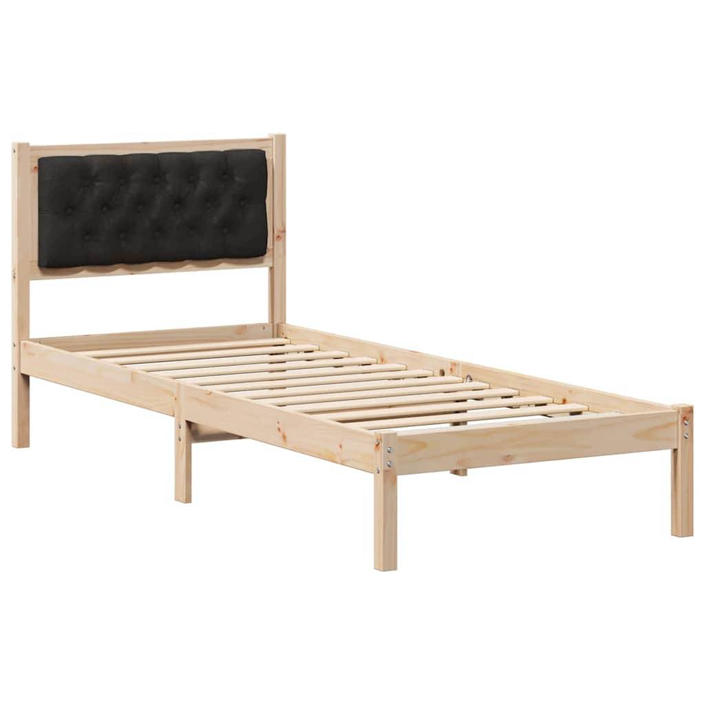 vidaXL Bettrahmen Schwarz 90 x 200 cm Massives Kiefernholz