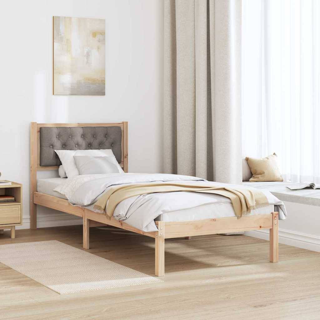 vidaXL Bettrahmen mit Kopfteil Taupe 80 x 200 cm Massives Kiefernholz