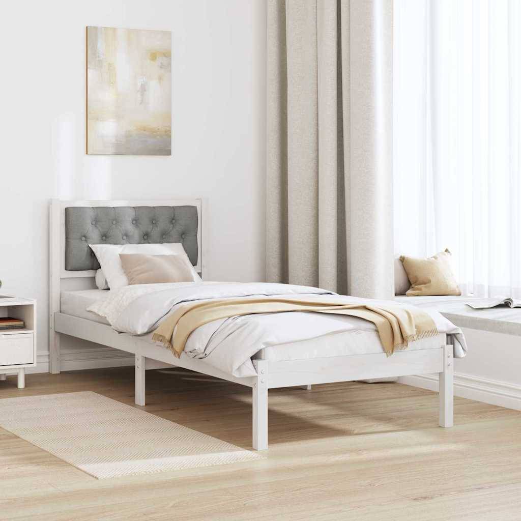 vidaXL Bettrahmen Hellgrau 75 x 190 cm Massives Kiefernholz
