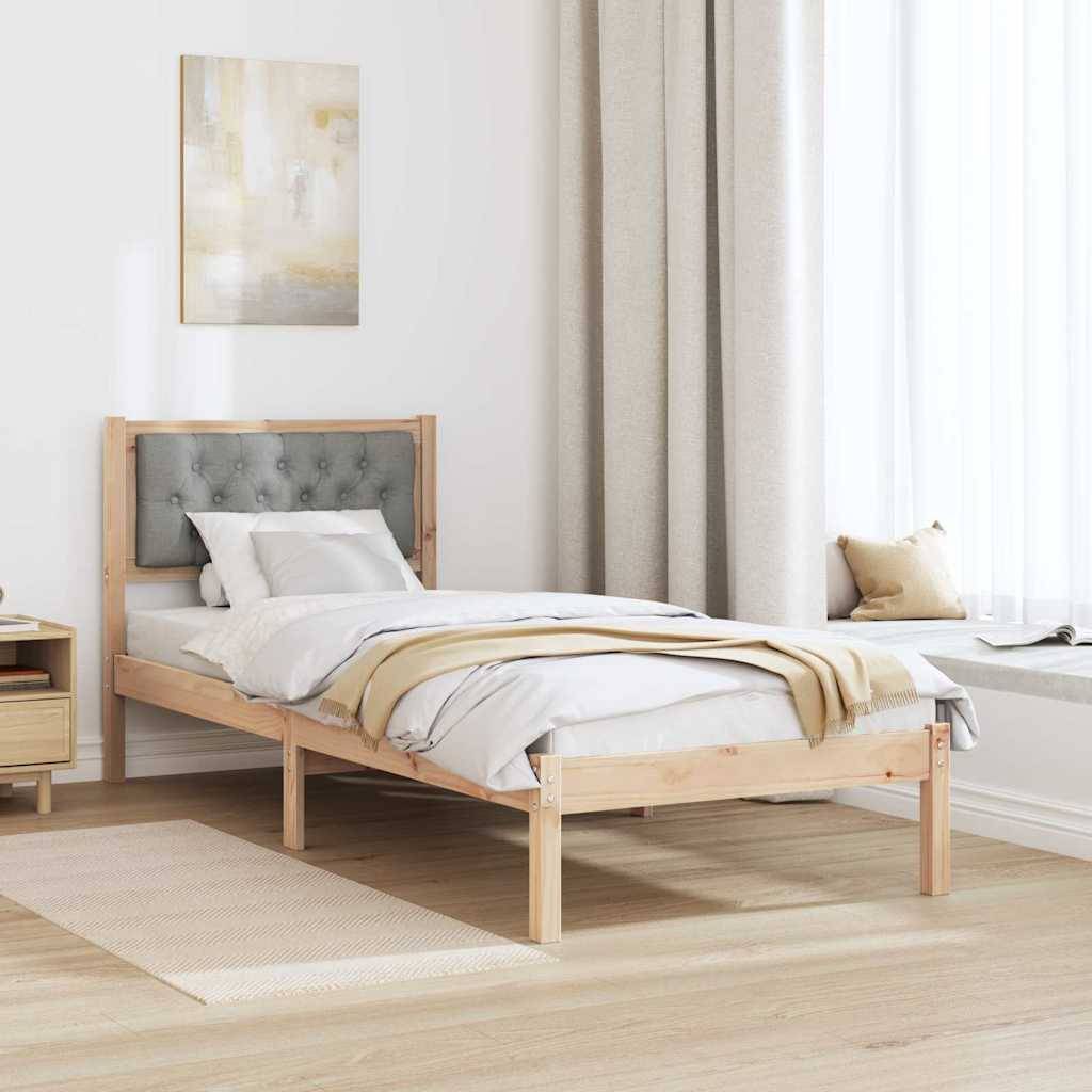 vidaXL Bettrahmen Hellgrau 90 x 190 cm Massives Kiefernholz