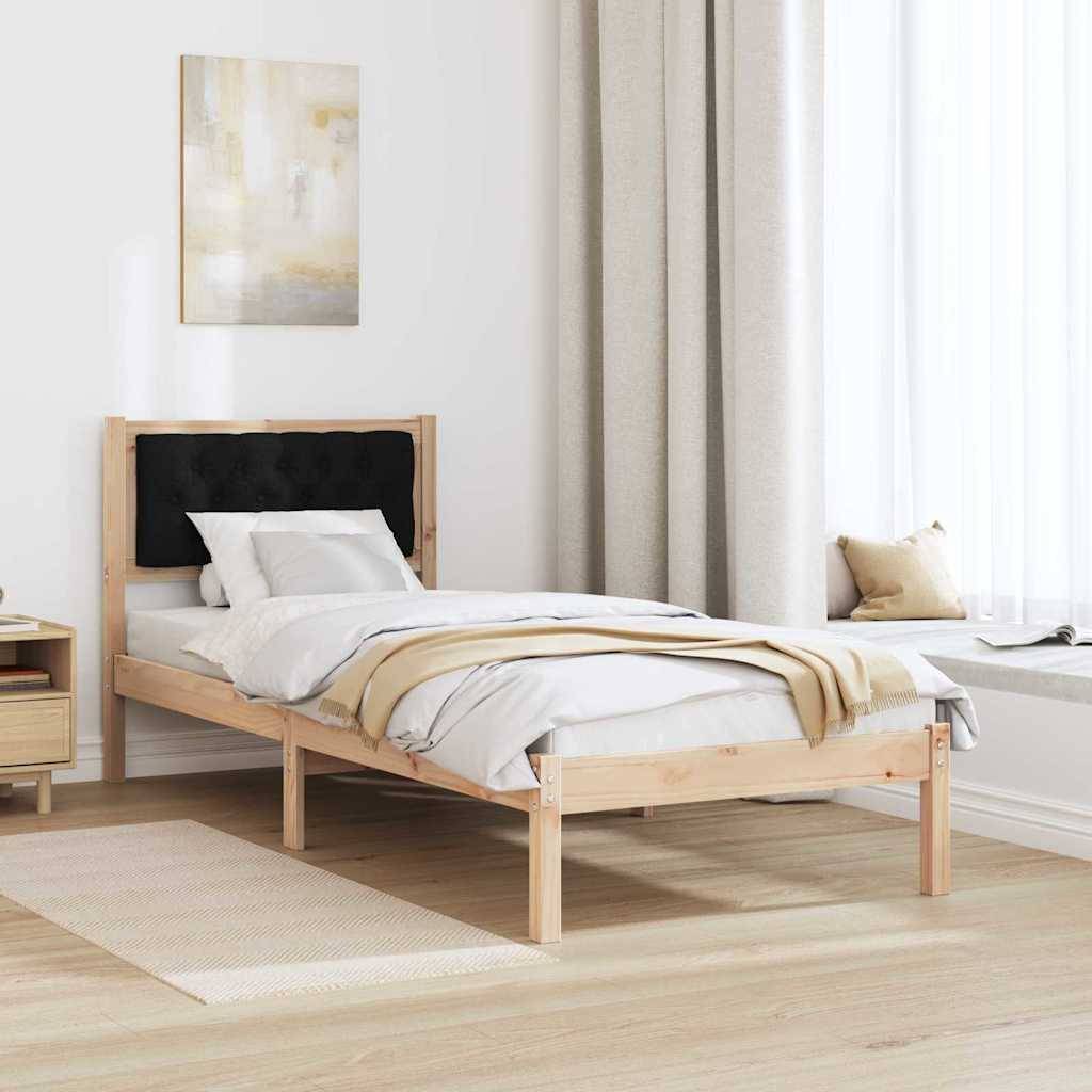 vidaXL Bettrahmen Schwarz 90 x 200 cm Massives Kiefernholz