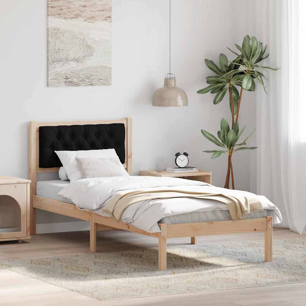 vidaXL Bettrahmen Schwarz 75 x 190 cm Massives Kiefernholz