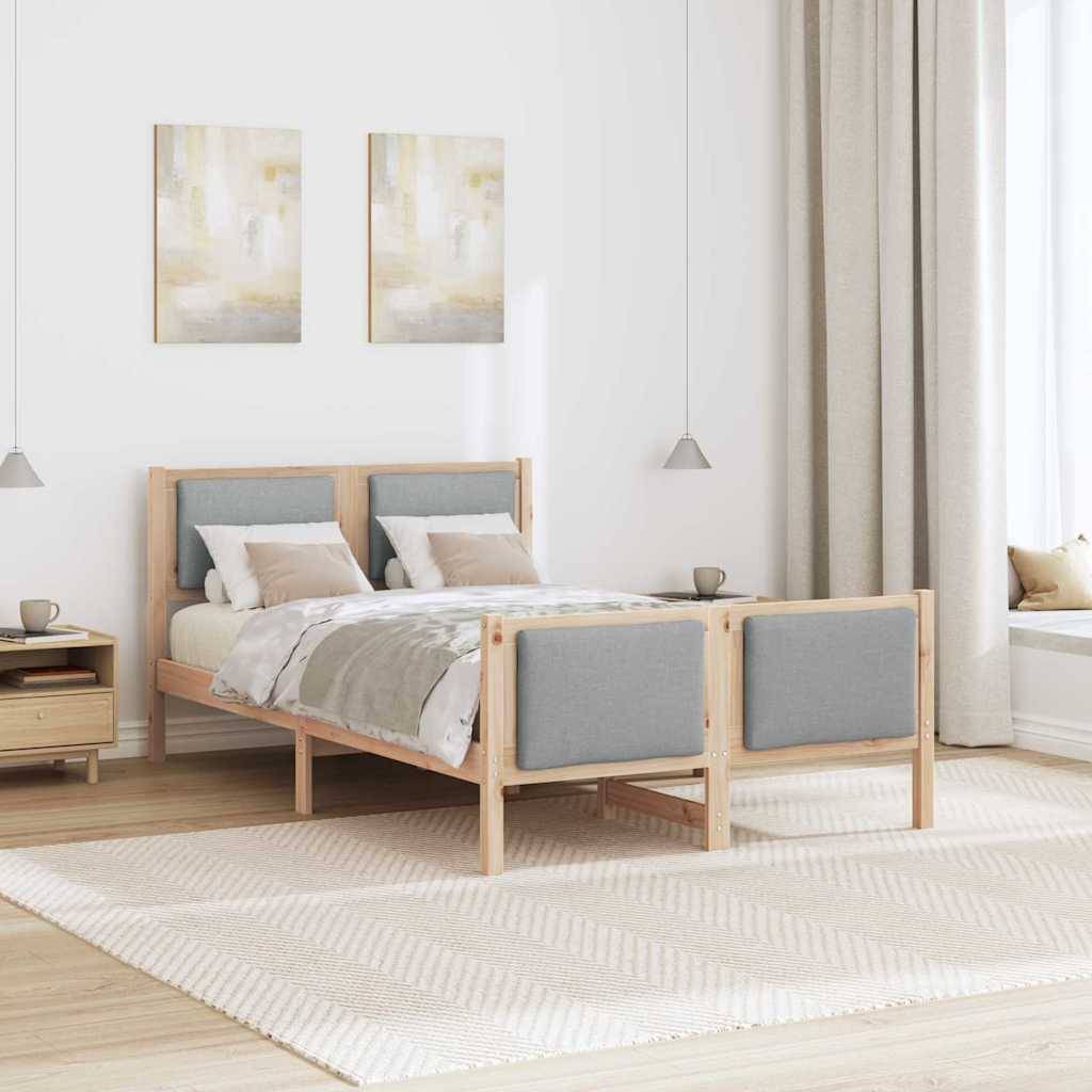 vidaXL Bettrahmen mit Kopfteil Hellgrau 120 x 200 cm Stoff