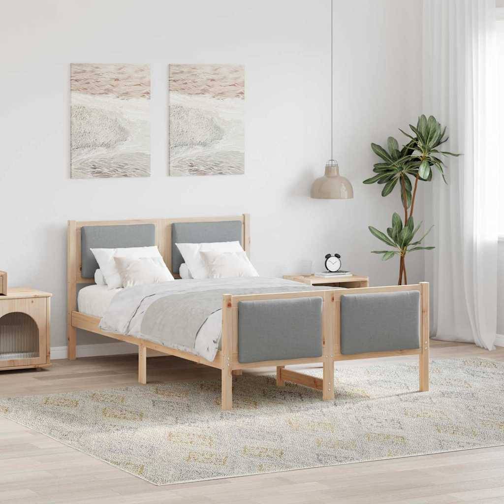 vidaXL Bettrahmen mit Kopfteil Hellgrau 120 x 190 cm Stoff