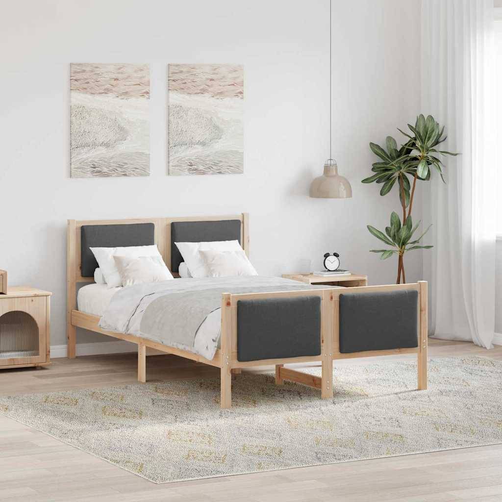 vidaXL Bettrahmen mit Kopfteil Dunkelgrau 120 x 200 cm Stoff