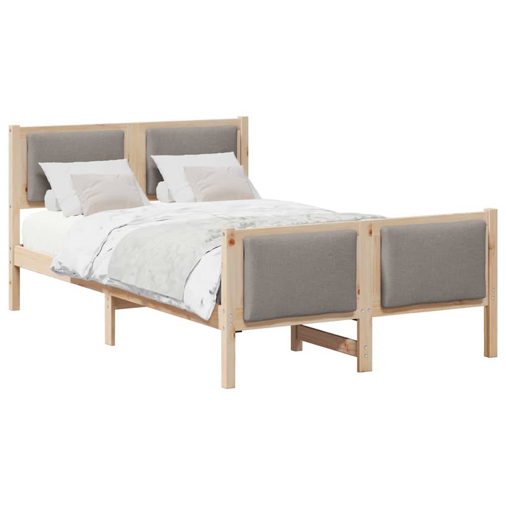 vidaXL Bettrahmen mit Kopfteil Taupe 120 x 190 cm Stoff