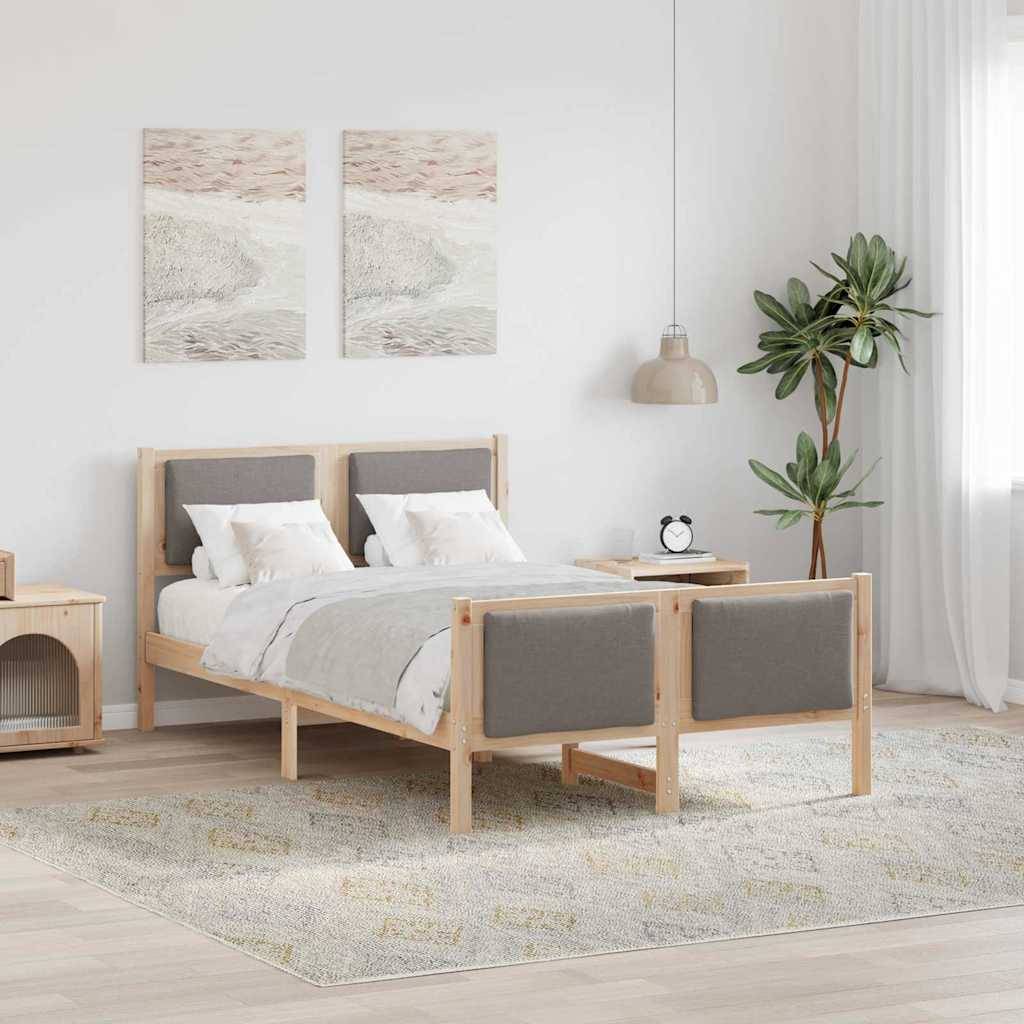 vidaXL Bettrahmen mit Kopfteil Taupe 120 x 200 cm Stoff