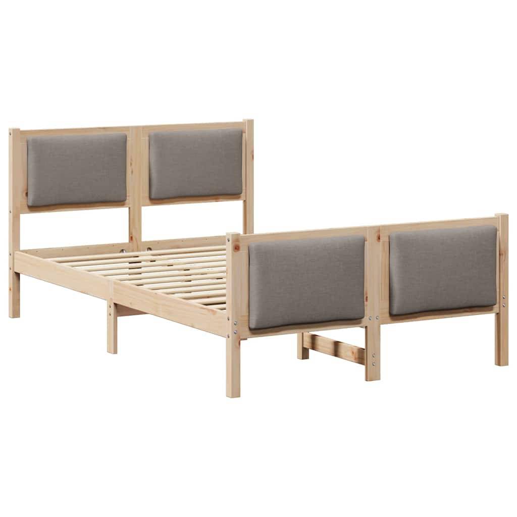 vidaXL Bettrahmen mit Kopfteil Taupe 120 x 190 cm Stoff