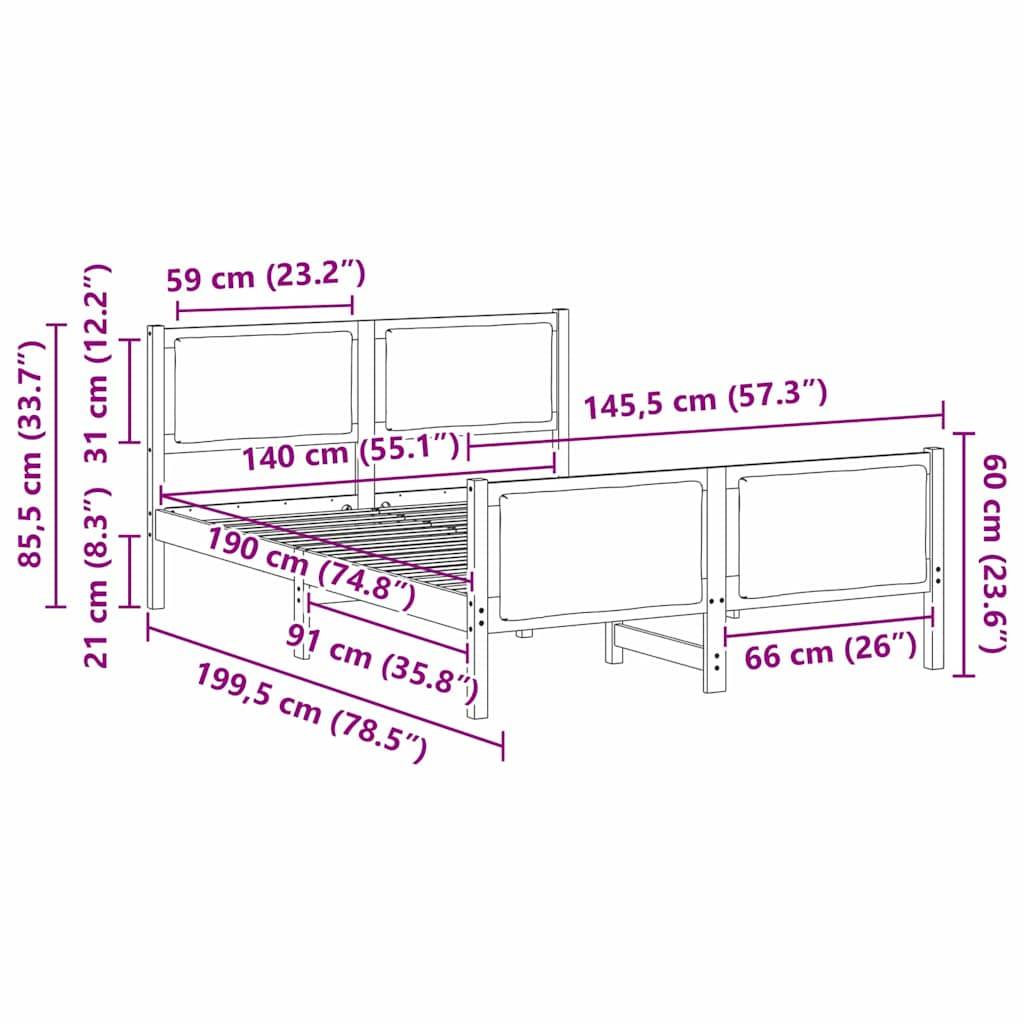 vidaXL Bettrahmen mit Kopfteil Schwarz 140 x 190 cm Stoff