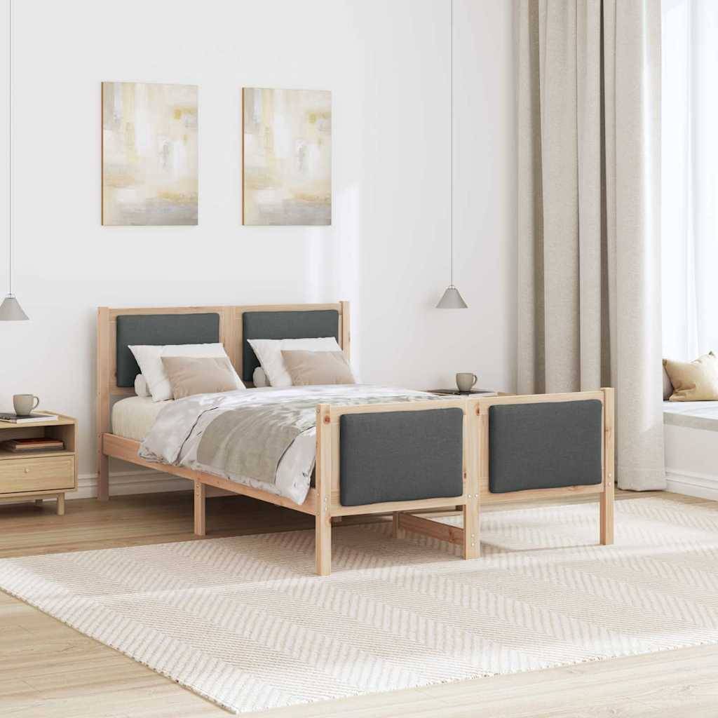 vidaXL Bettrahmen mit Kopfteil Dunkelgrau 120 x 190 cm Stoff