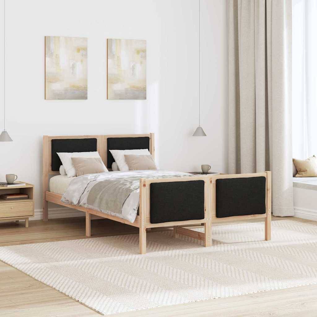 vidaXL Bettrahmen mit Kopfteil Schwarz 120 x 200 cm Stoff