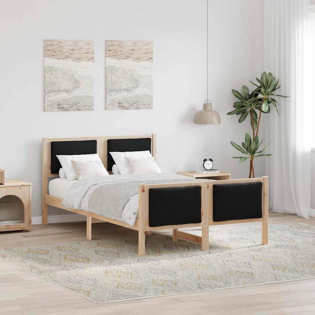vidaXL Bettrahmen mit Kopfteil Schwarz 120 x 190 cm Stoff