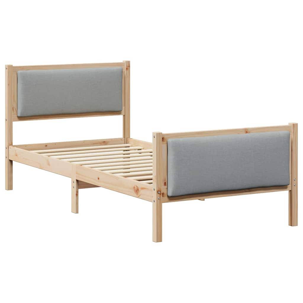 vidaXL Bettrahmen mit Kopfteil Hellgrau 90 x 200 cm Stoff