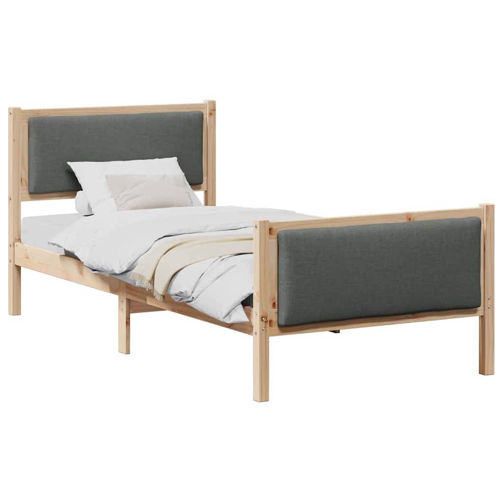 vidaXL Bettrahmen mit Kopfteil Dunkelgrau 90 x 200 cm Stoff
