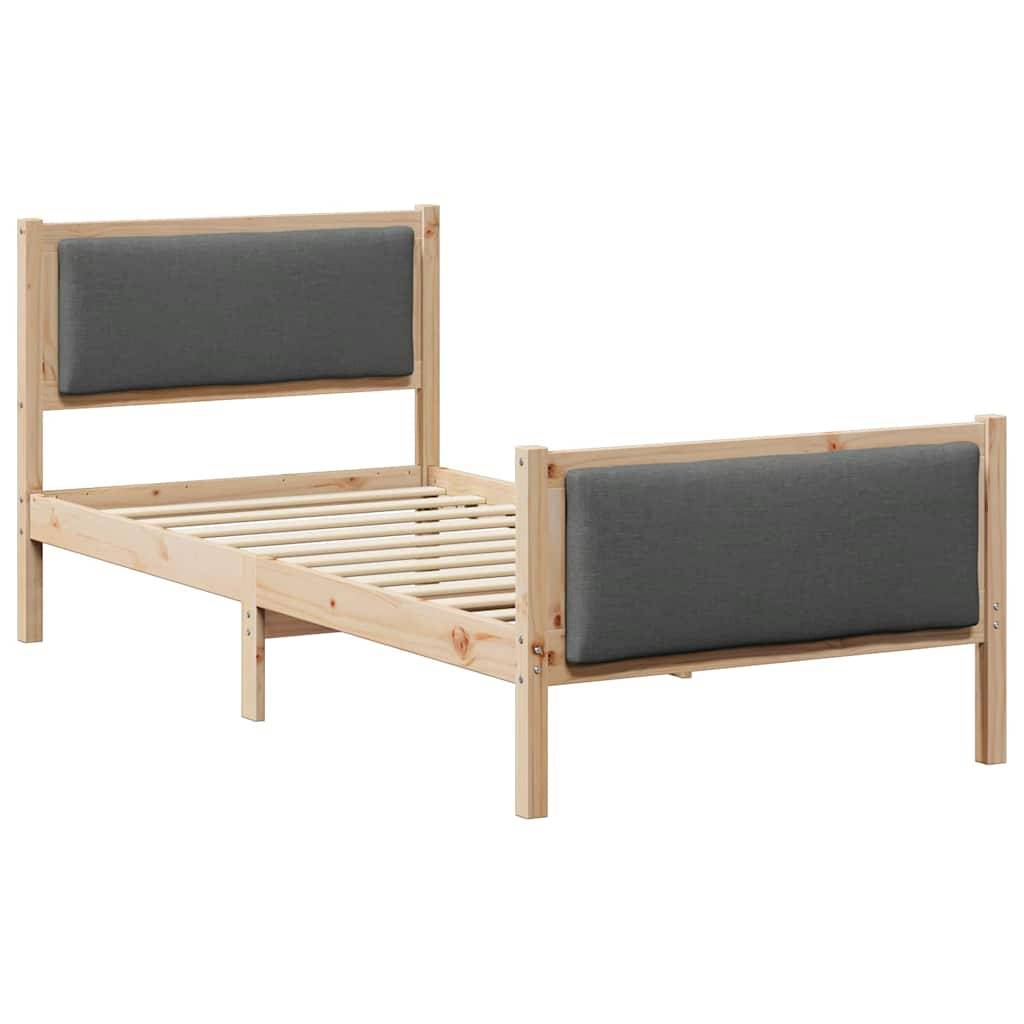 vidaXL Bettrahmen mit Kopfteil Dunkelgrau 90 x 200 cm Stoff
