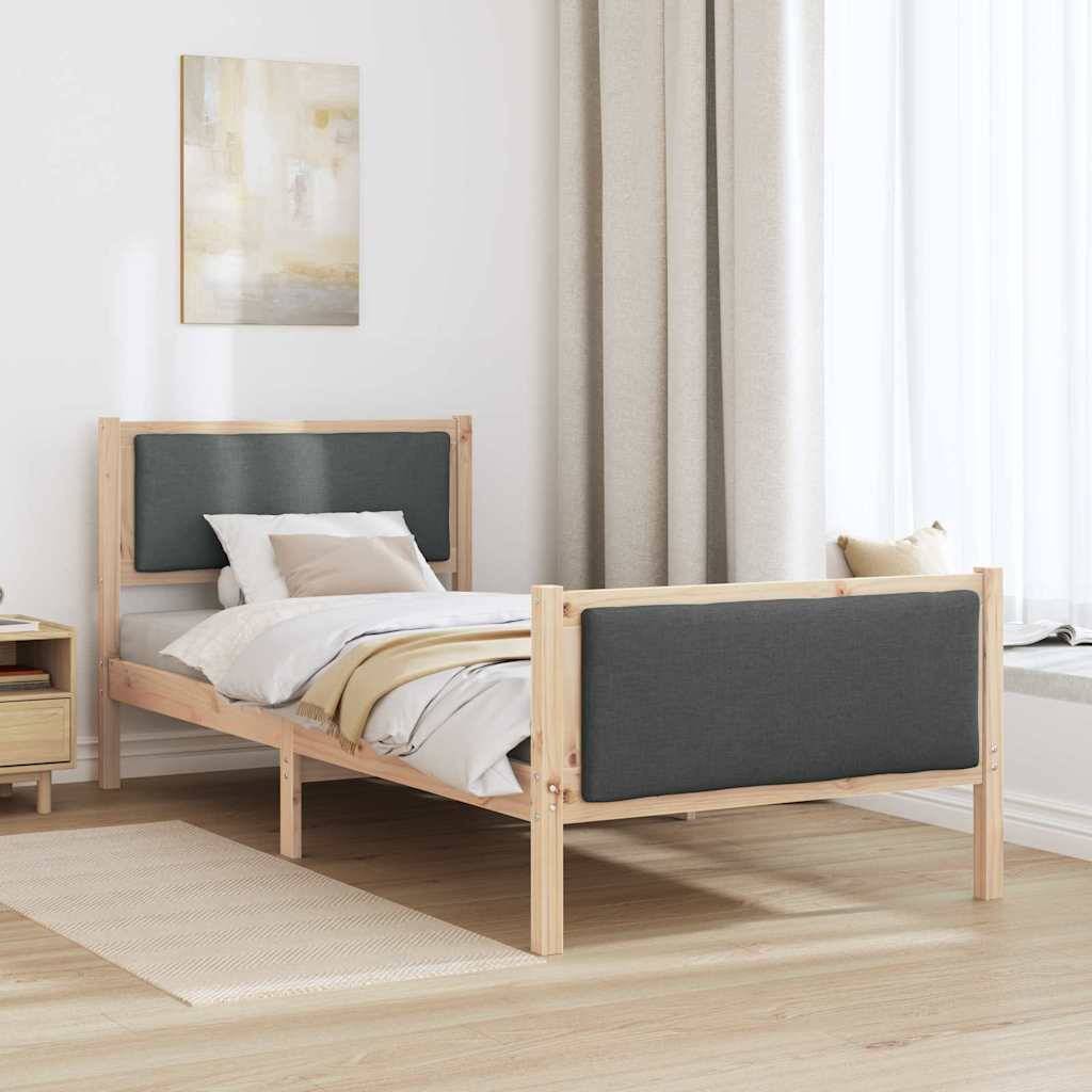 vidaXL Bettrahmen mit Kopfteil Dunkelgrau 90 x 190 cm Stoff