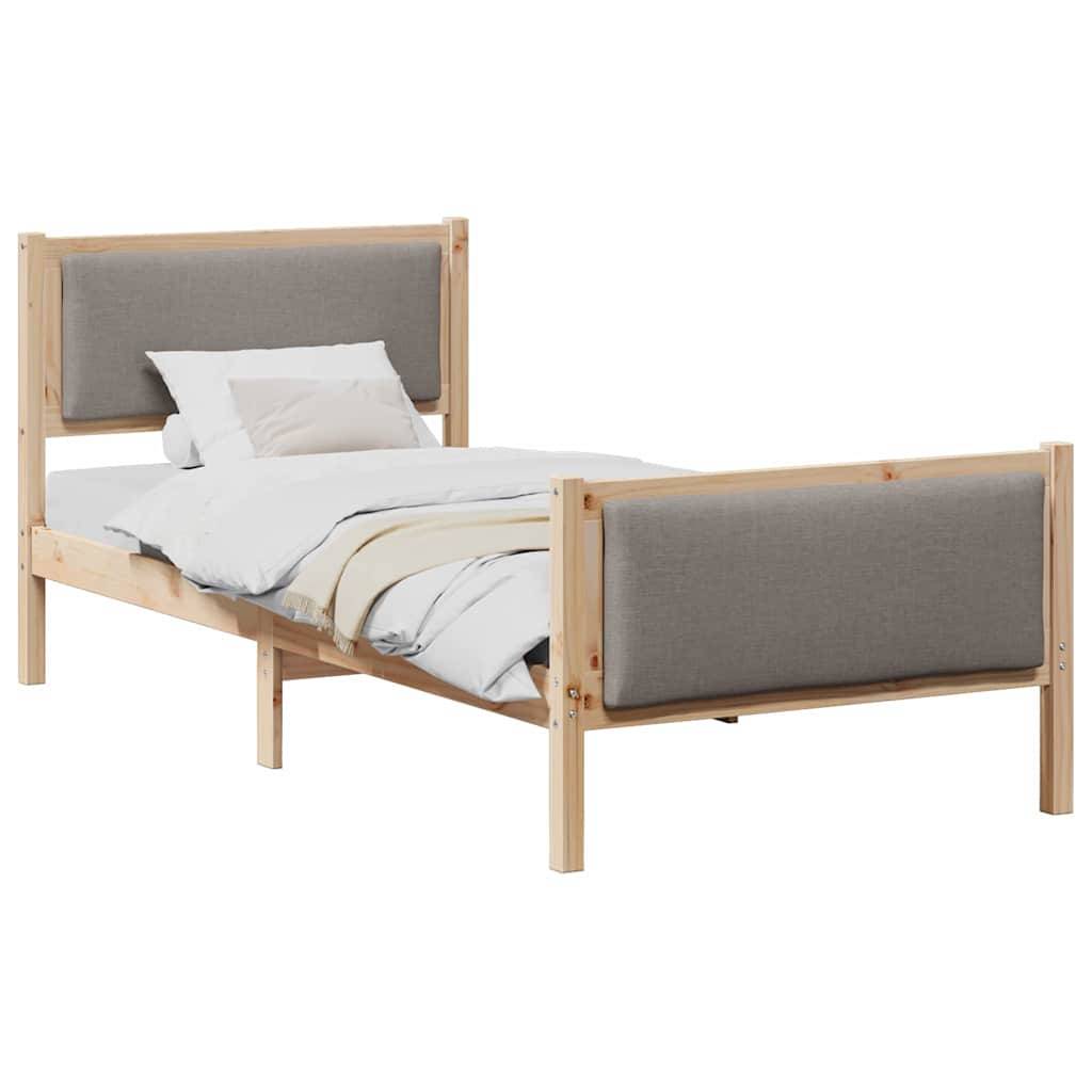 vidaXL Bettrahmen mit Kopfteil Taupe 90 x 200 cm Stoff