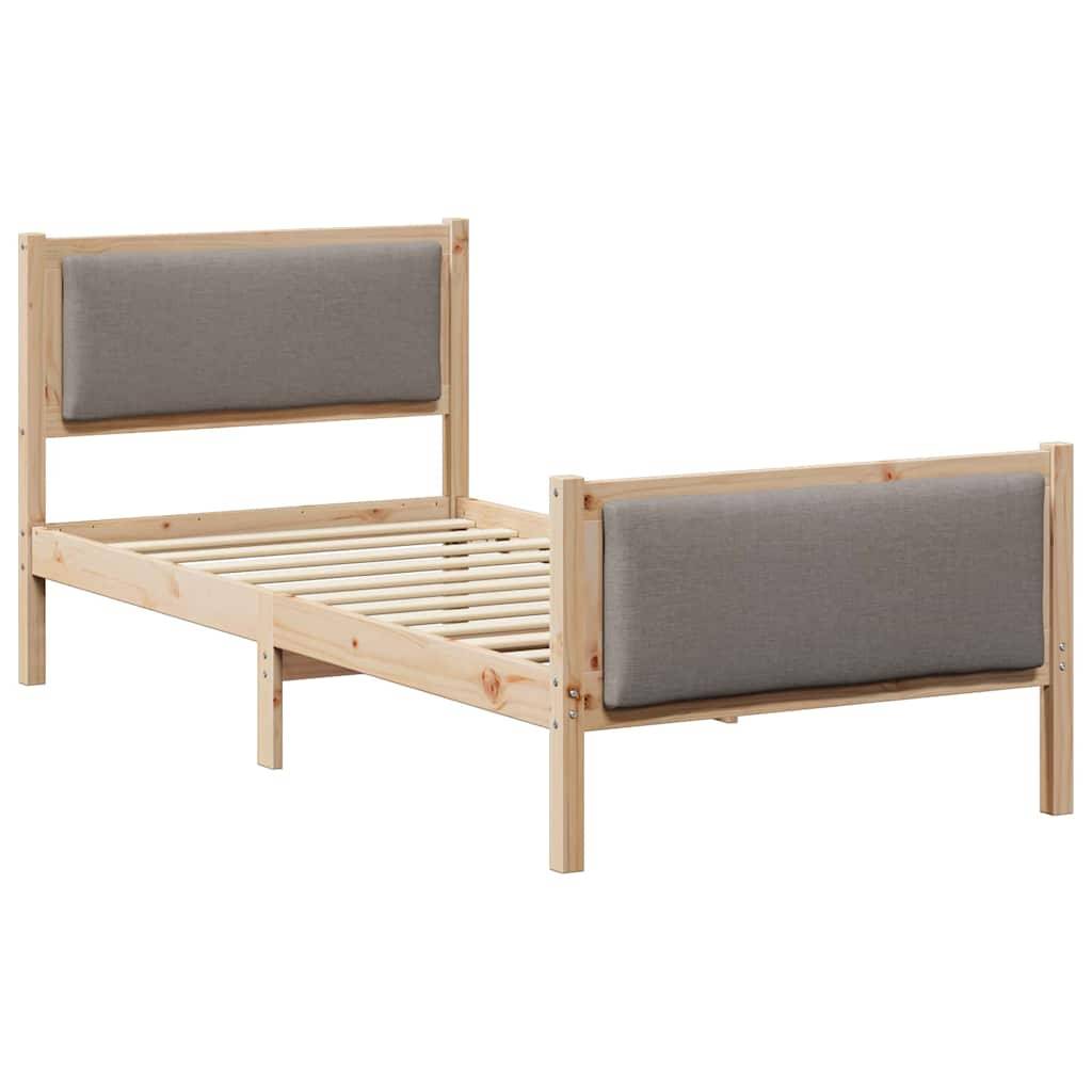 vidaXL Bettrahmen mit Kopfteil Taupe 90 x 200 cm Stoff