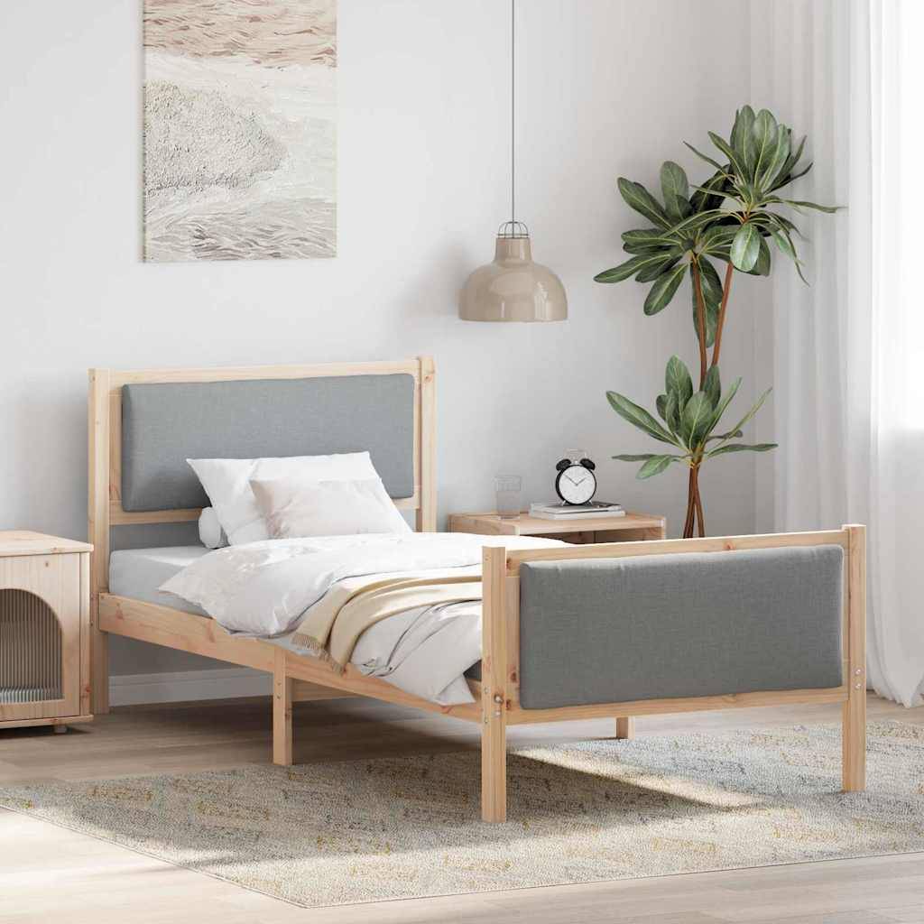 vidaXL Bettrahmen mit Kopfteil Hellgrau 90 x 200 cm Stoff
