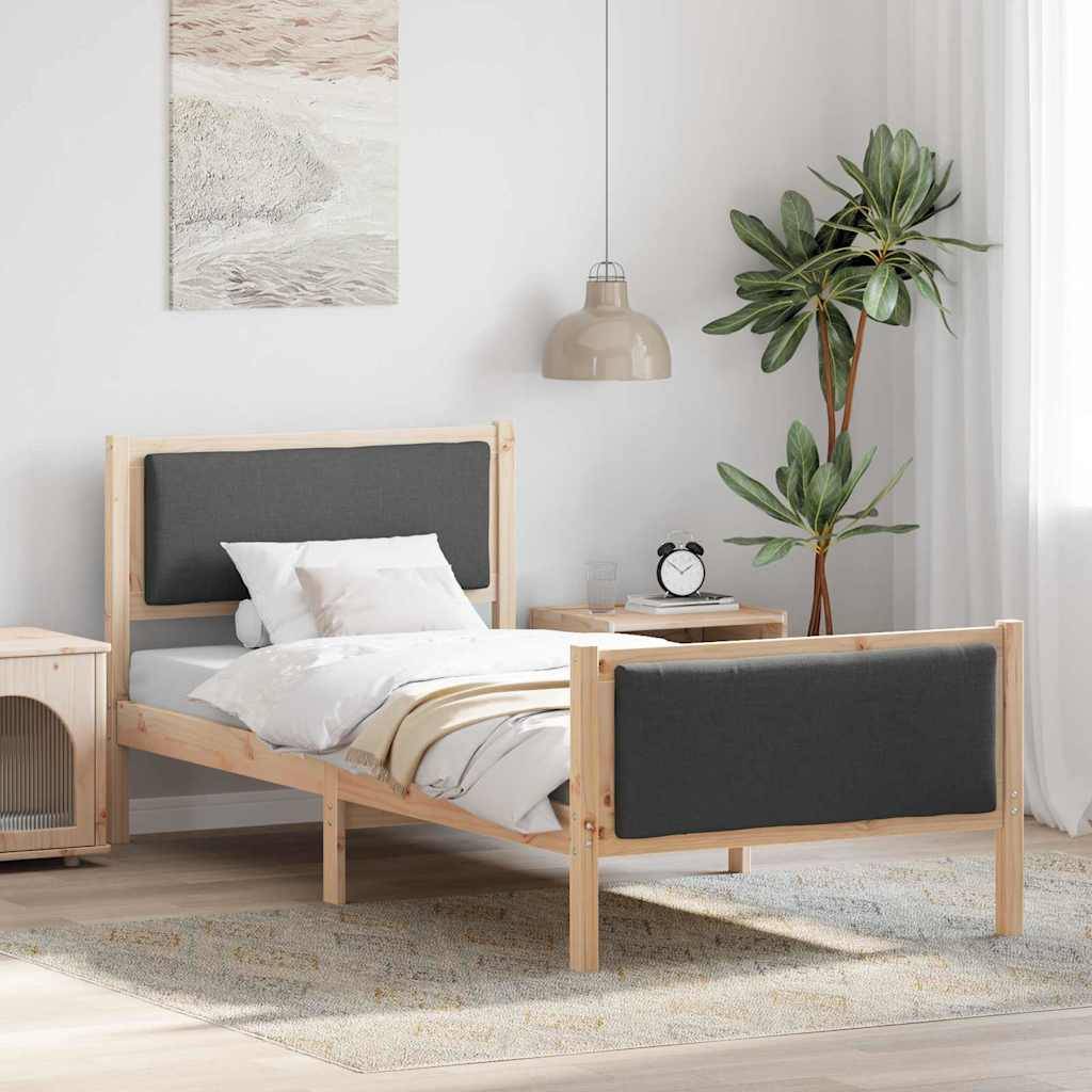 vidaXL Bettrahmen mit Kopfteil Dunkelgrau 90 x 200 cm Stoff