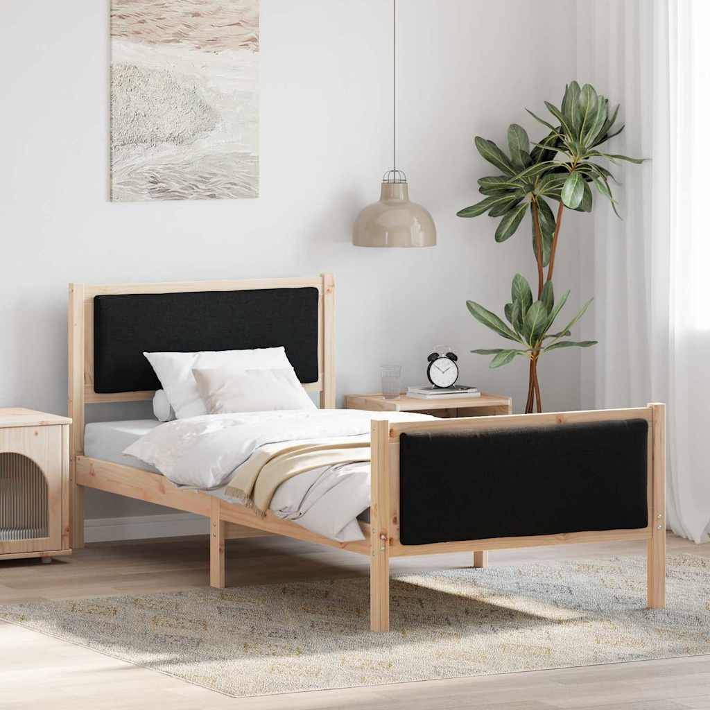 vidaXL Bettrahmen mit Kopfteil Schwarz 100 x 200 cm Stoff