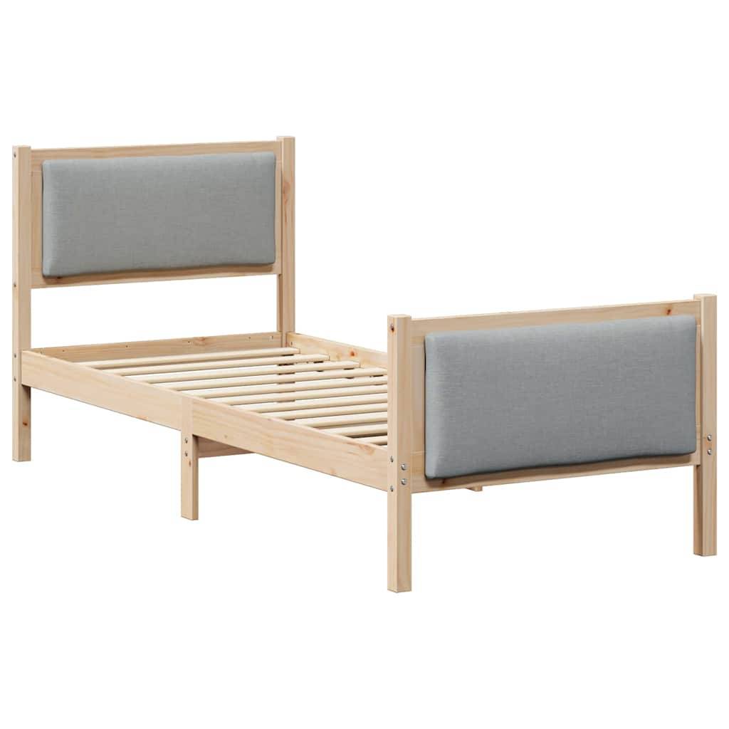 vidaXL Bettrahmen mit Kopfteil Hellgrau 75 x 190 cm Stoff