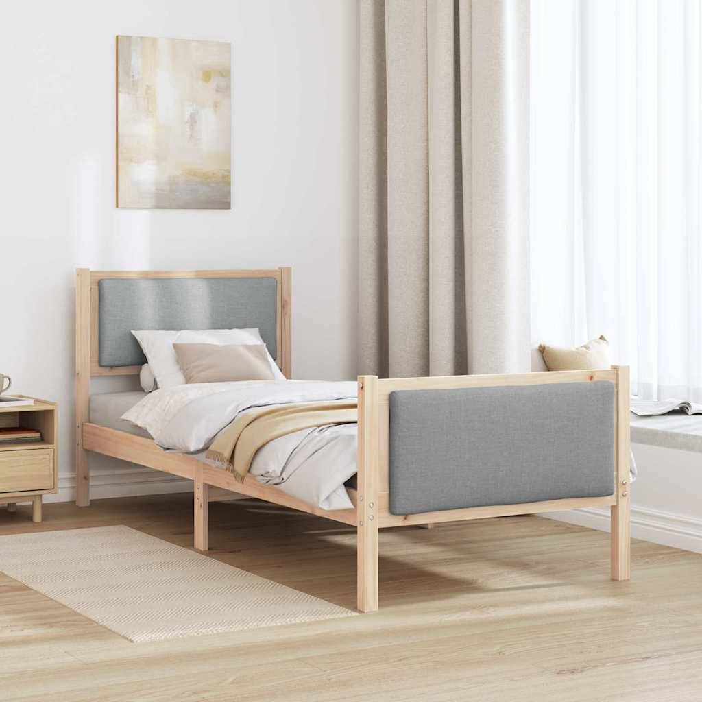 vidaXL Bettrahmen mit Kopfteil Hellgrau 75 x 190 cm Stoff