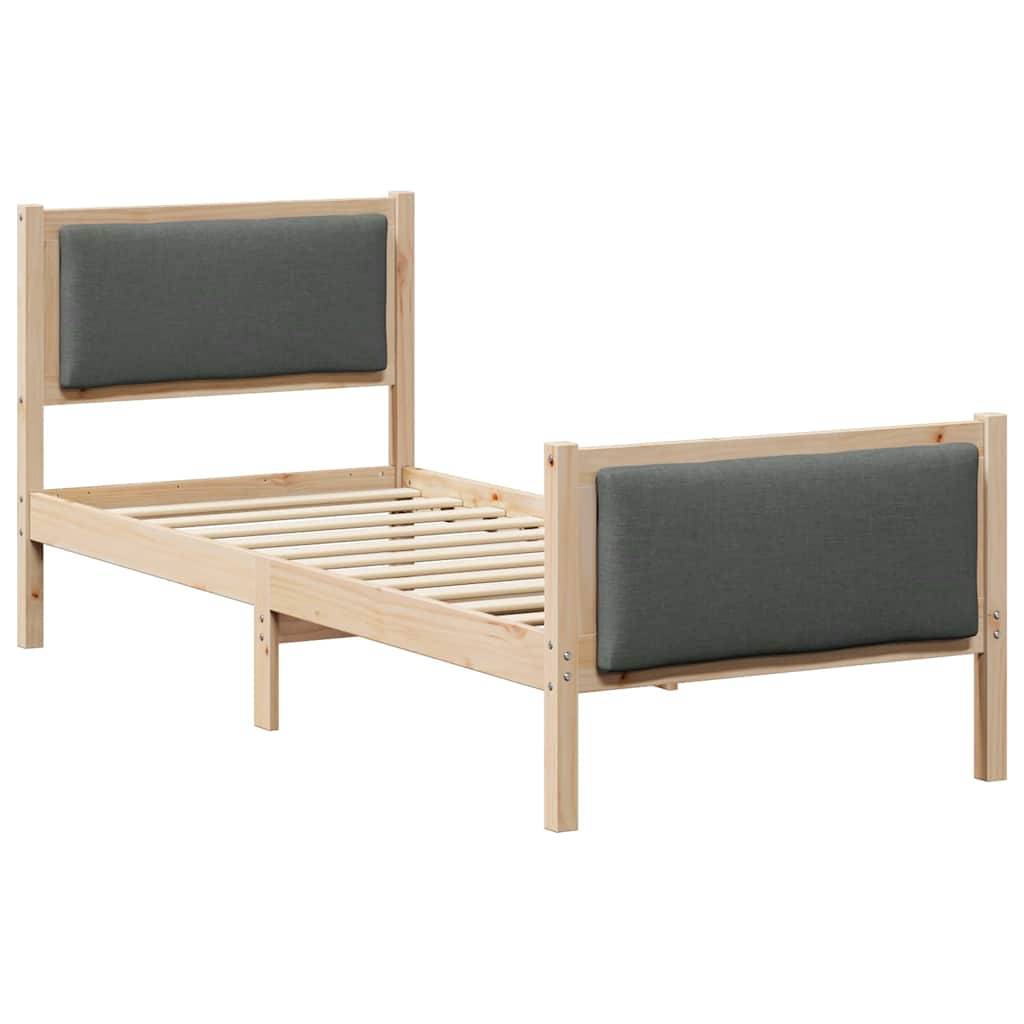 vidaXL Bettrahmen mit Kopfteil Dunkelgrau 75 x 190 cm Stoff