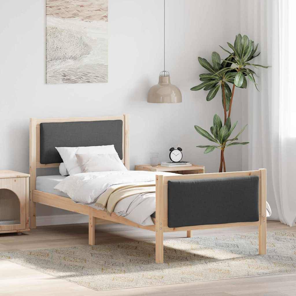 vidaXL Bettrahmen mit Kopfteil Dunkelgrau 75 x 190 cm Stoff
