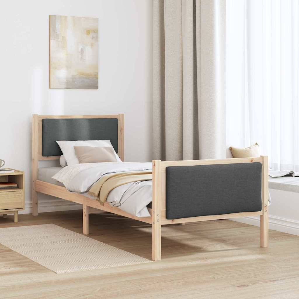 vidaXL Bettrahmen mit Kopfteil Dunkelgrau 75 x 190 cm Stoff
