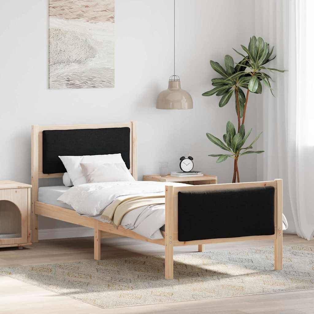 vidaXL Bettrahmen mit Kopfteil Schwarz 80 x 200 cm Stoff