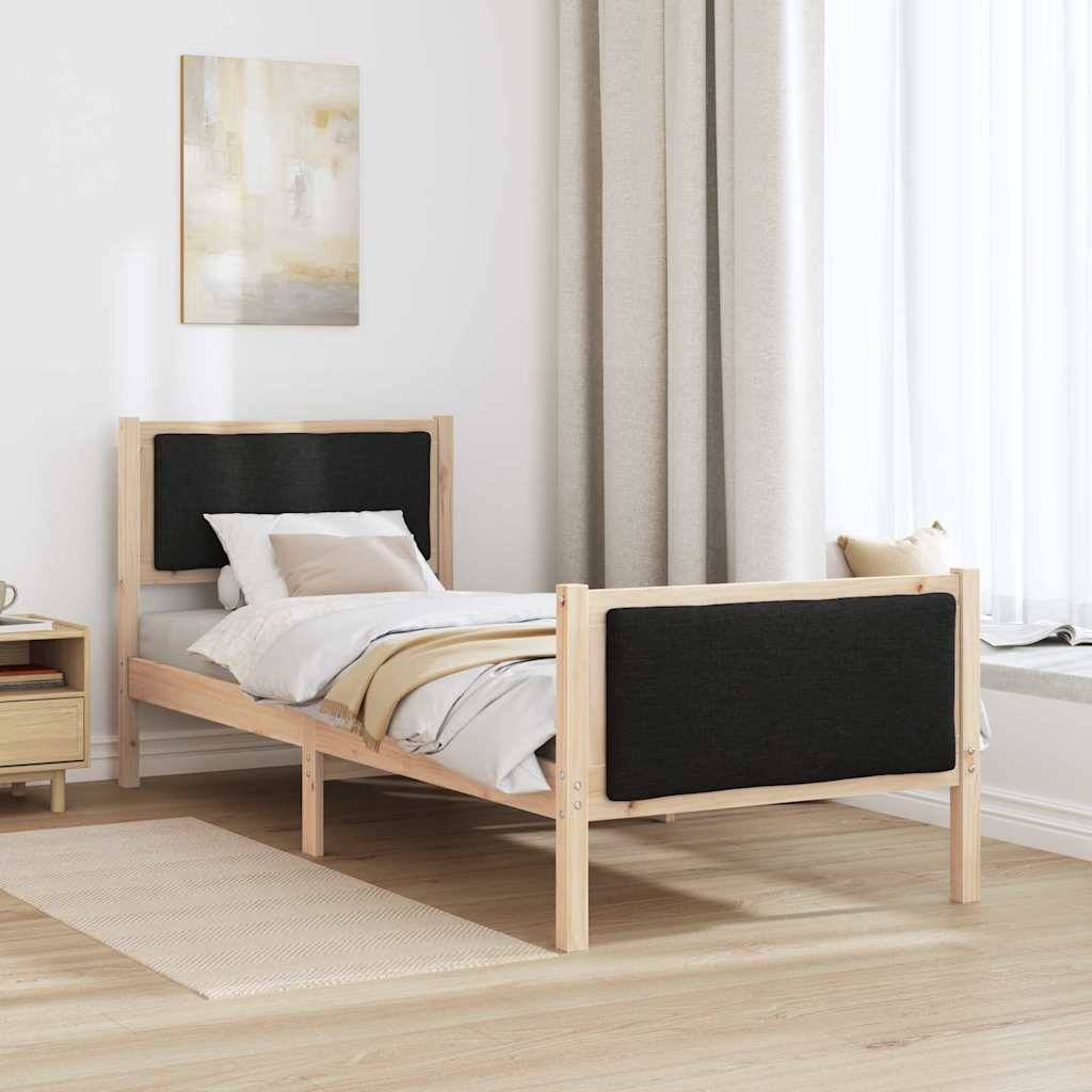 vidaXL Bettrahmen mit Kopfteil Schwarz 80 x 200 cm Stoff