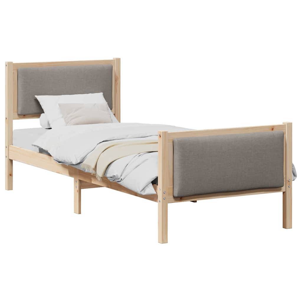 vidaXL Bettrahmen mit Kopfteil Taupe 75 x 190 cm Stoff