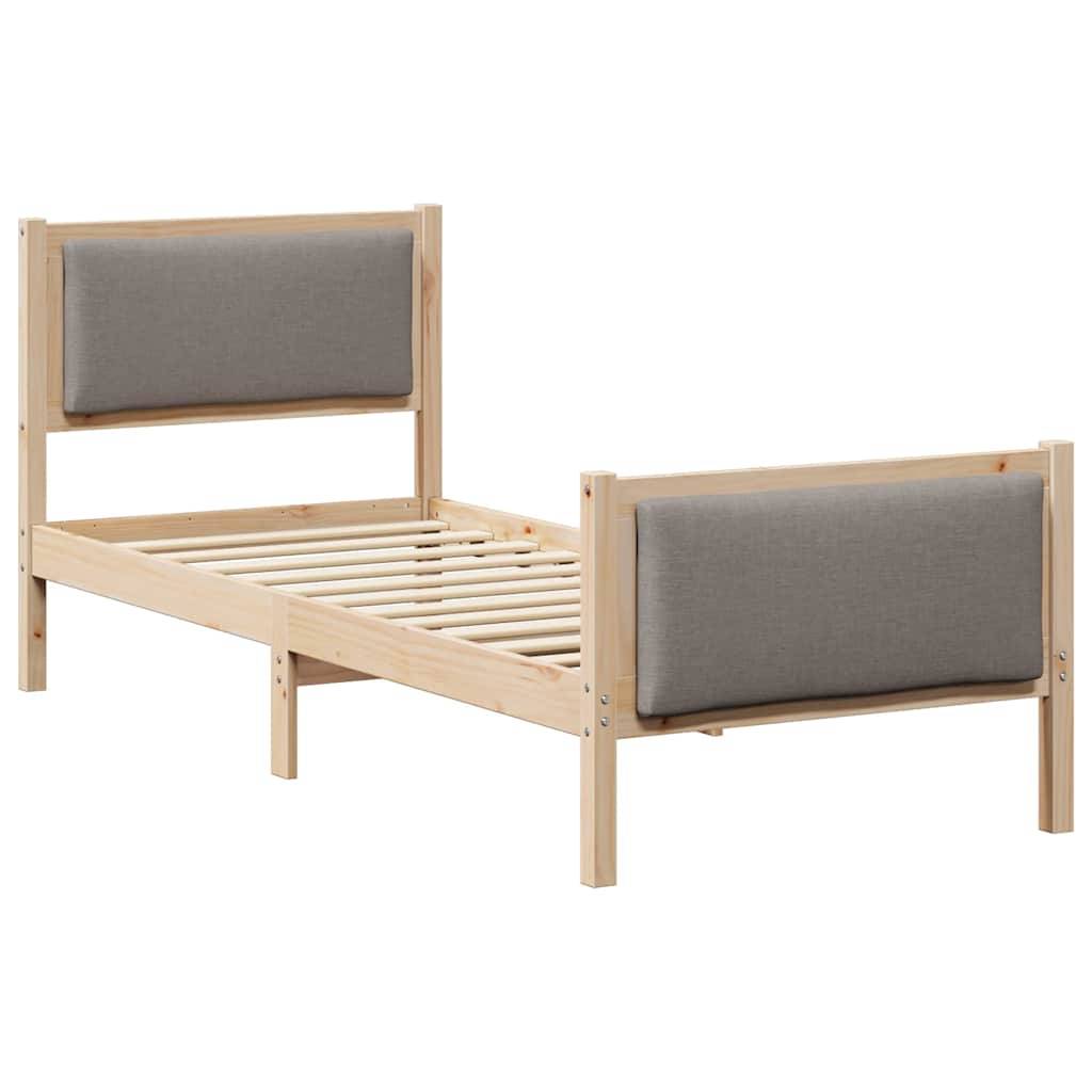vidaXL Bettrahmen mit Kopfteil Taupe 75 x 190 cm Stoff