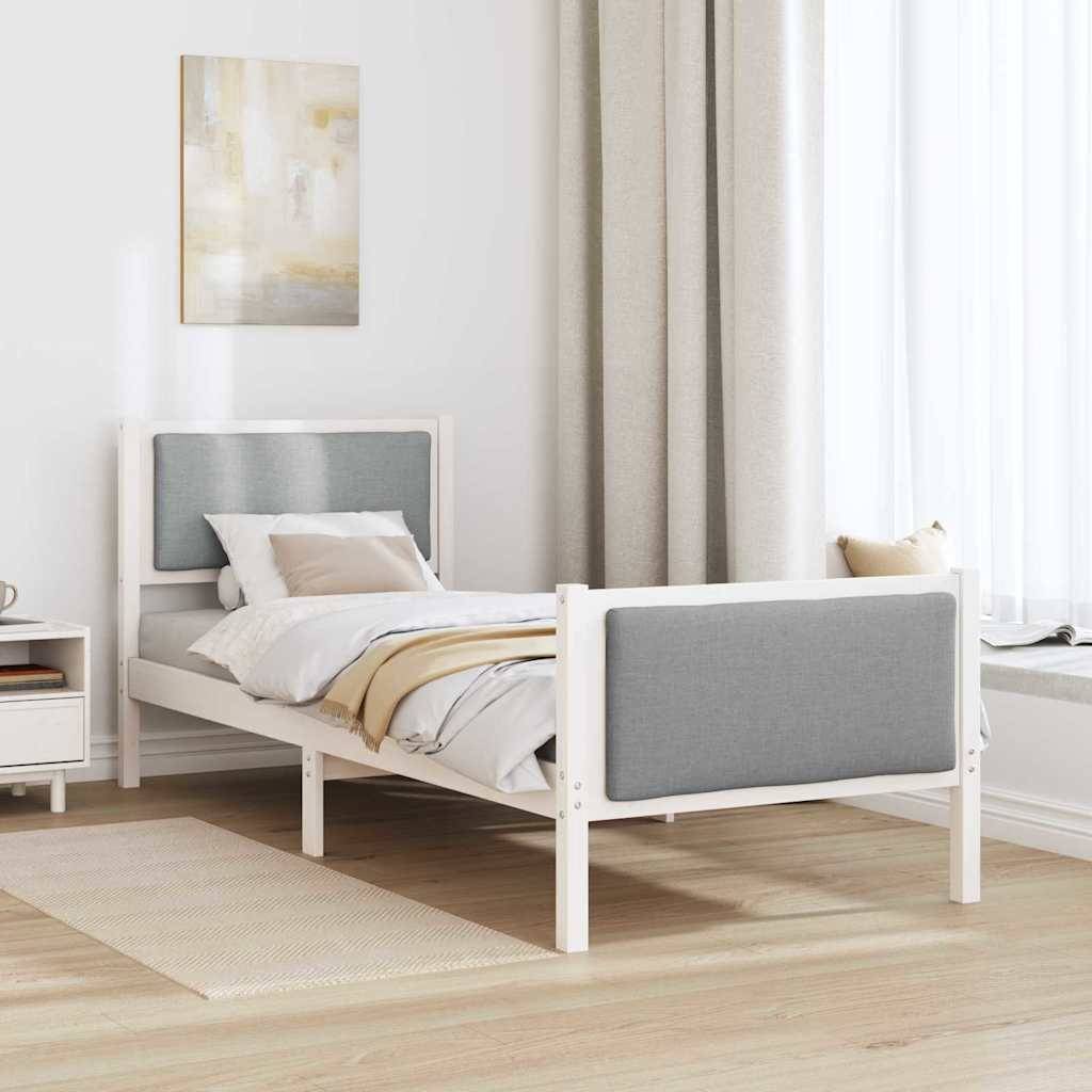 vidaXL Bettrahmen mit Kopfteil Hellgrau 80 x 200 cm Stoff