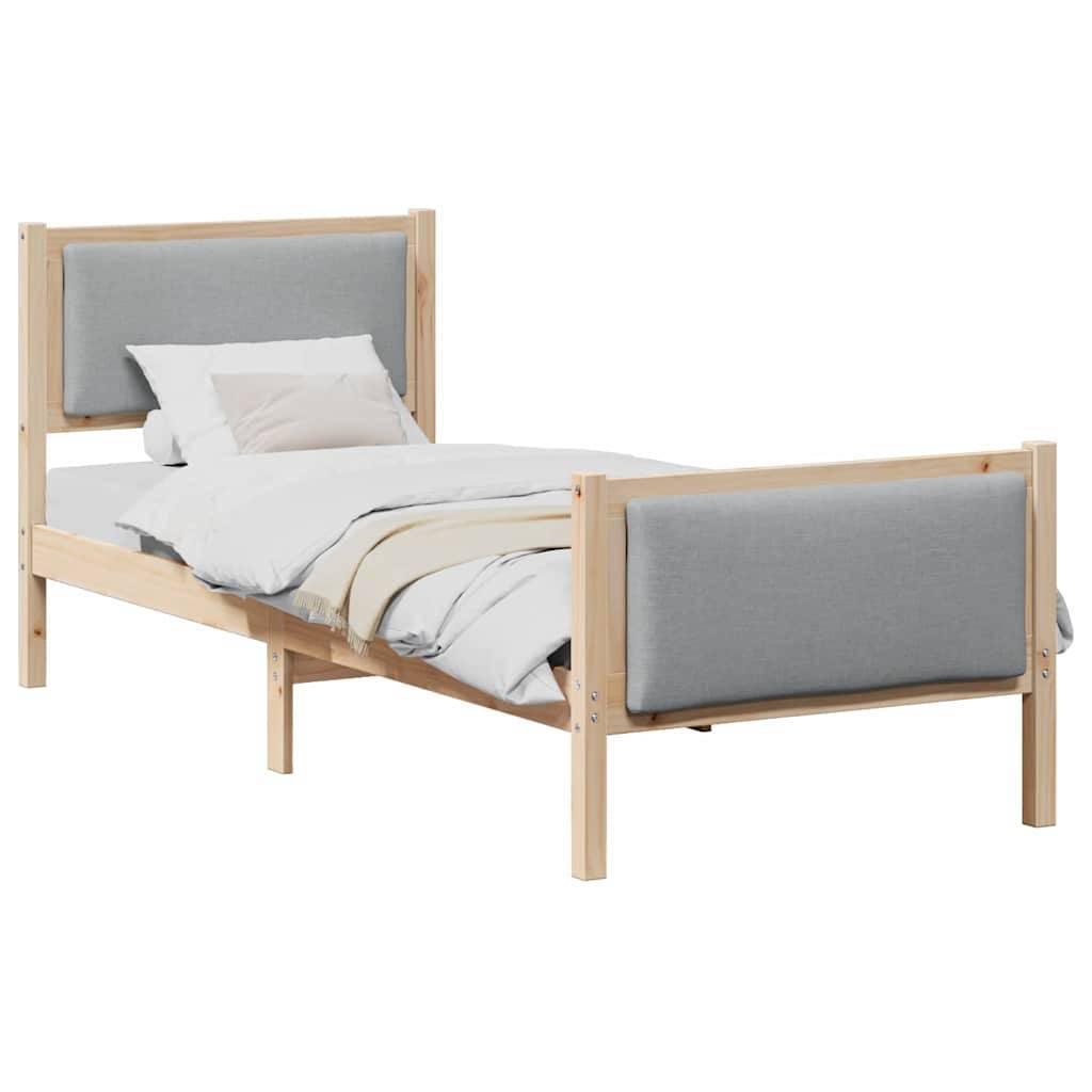 vidaXL Bettrahmen mit Kopfteil Hellgrau 75 x 190 cm Stoff