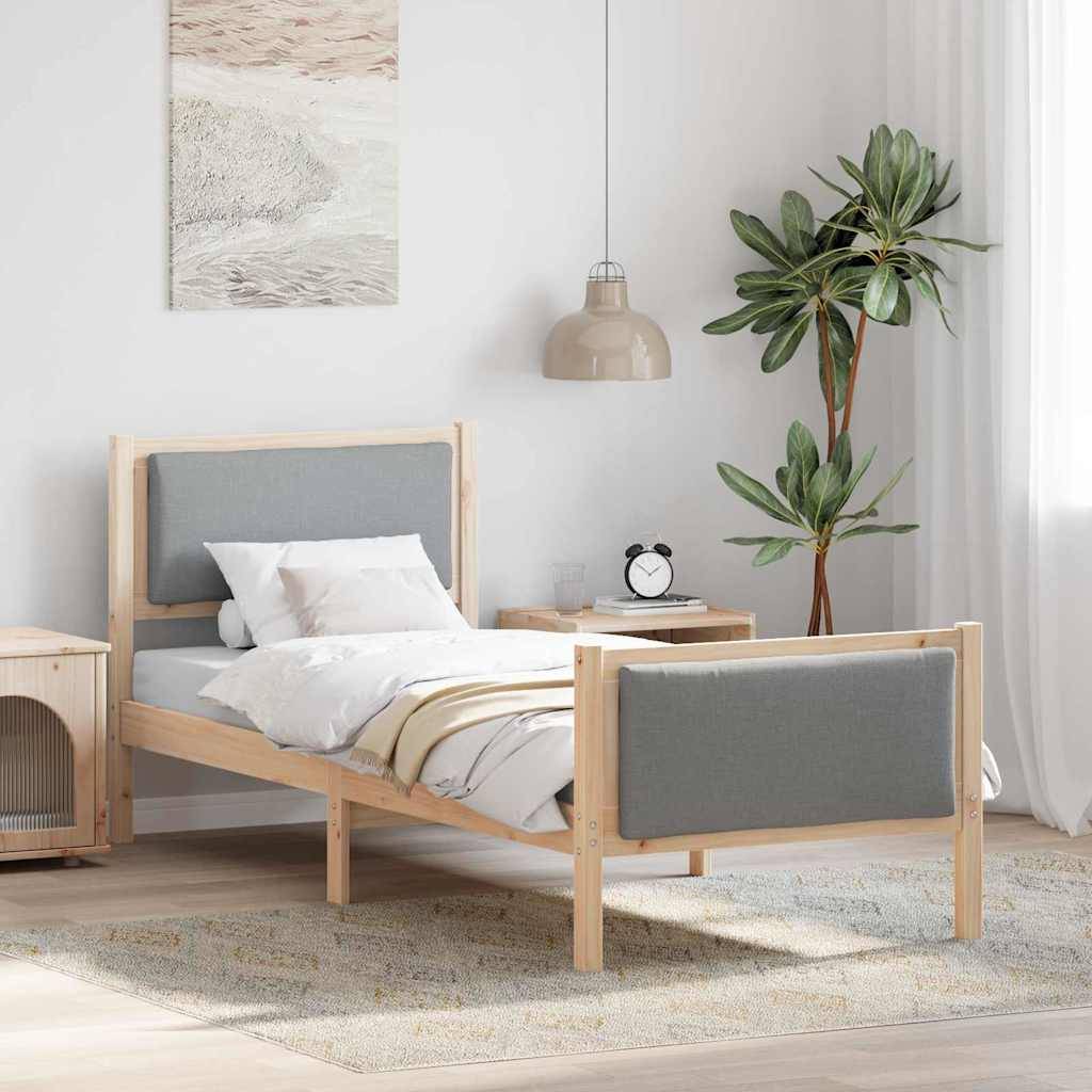 vidaXL Bettrahmen mit Kopfteil Hellgrau 80 x 200 cm Stoff