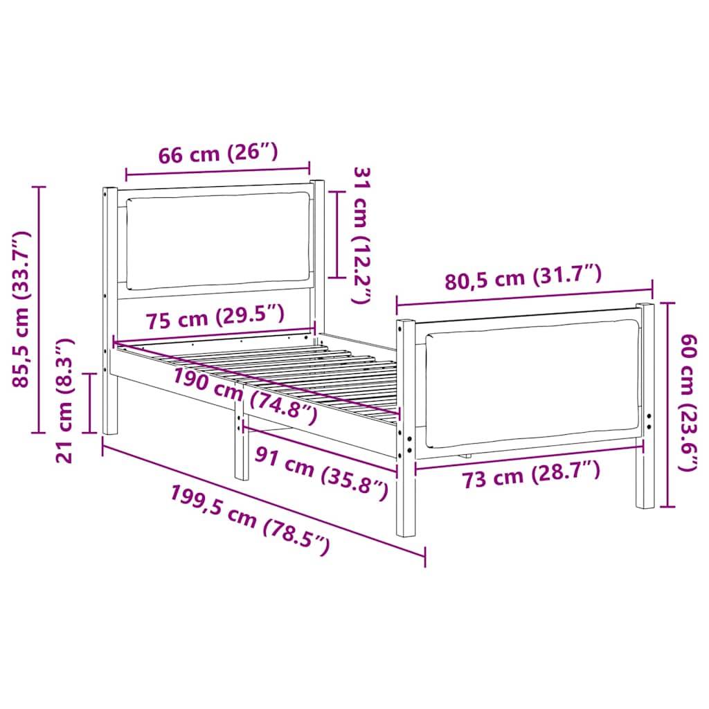 vidaXL Bettrahmen mit Kopfteil Taupe 75 x 190 cm Stoff