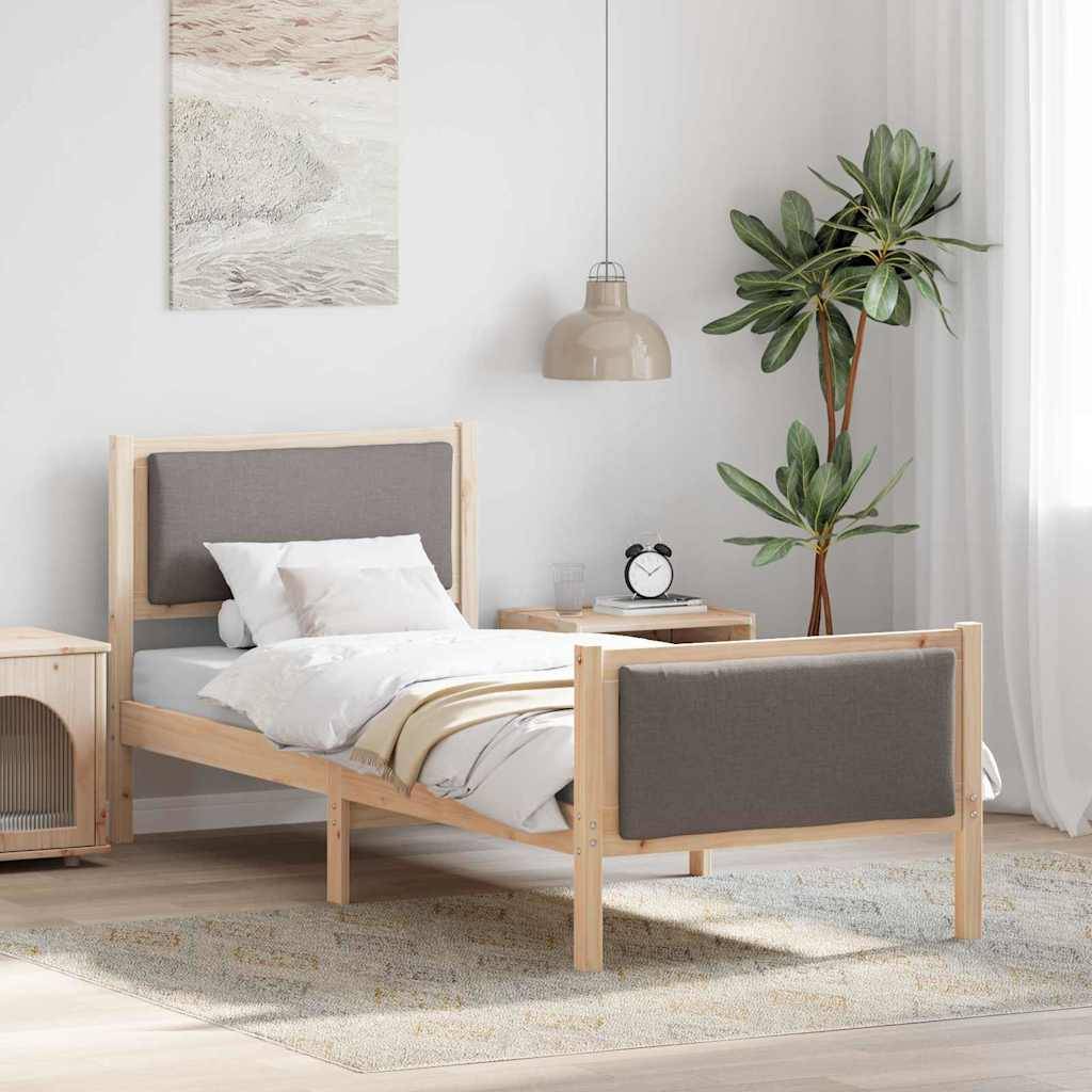 vidaXL Bettrahmen mit Kopfteil Taupe 75 x 190 cm Stoff