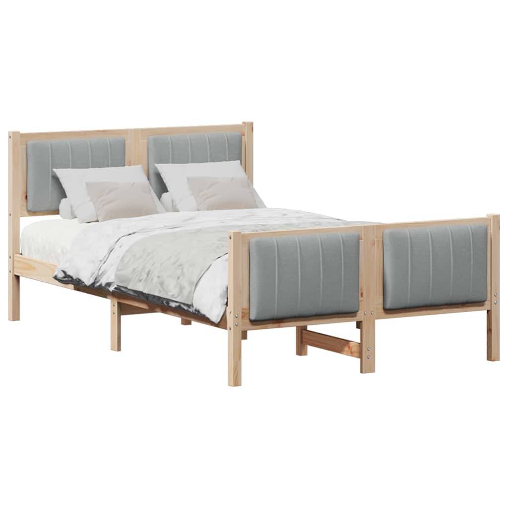 vidaXL Bettgestell Braun und hellgrau 120 x 190 cm Massivholz Kiefer