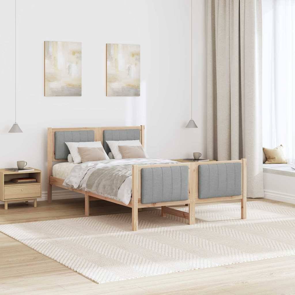 vidaXL Bettgestell Braun und hellgrau 120 x 190 cm Massivholz Kiefer