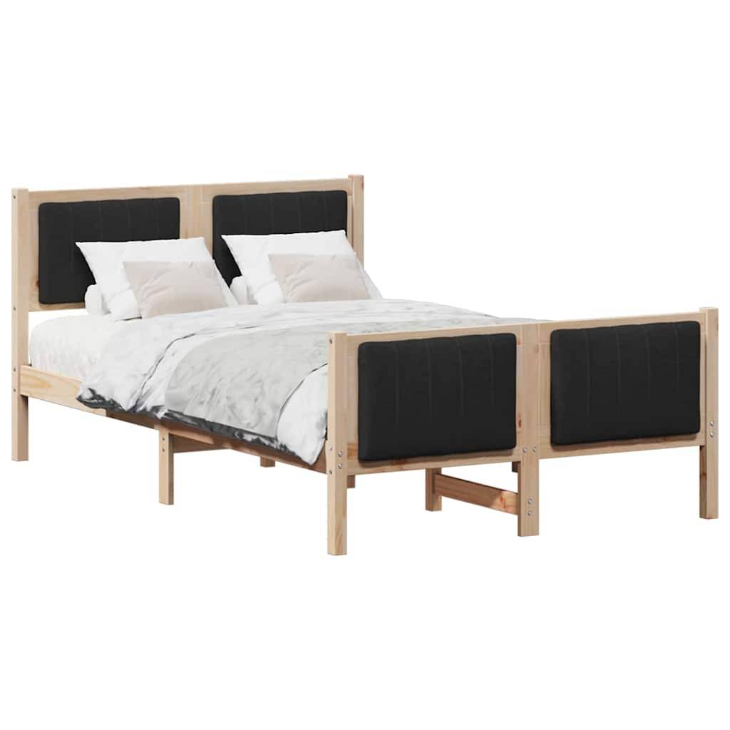 vidaXL Bettgestell Braun und Schwarz 120 x 190 cm Massivholz Kiefer