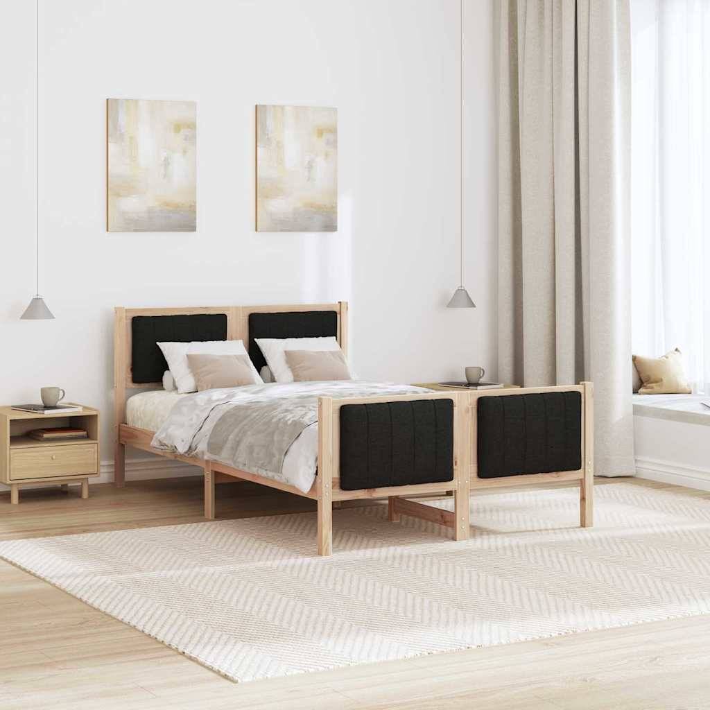 vidaXL Bettgestell Braun und Schwarz 120 x 190 cm Massivholz Kiefer
