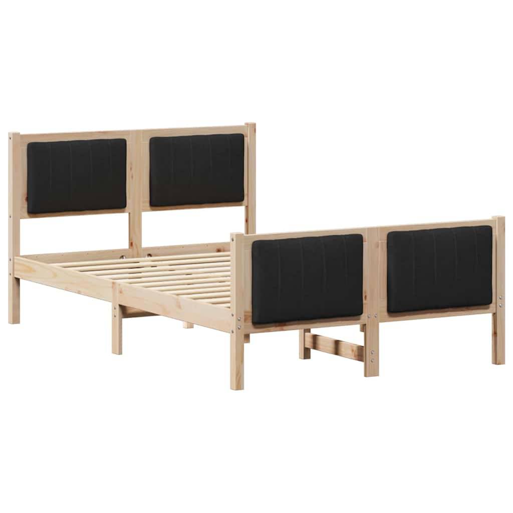 vidaXL Bettgestell Braun und Schwarz 120 x 190 cm Massivholz Kiefer