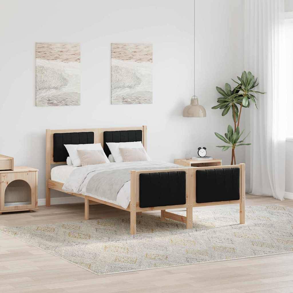 vidaXL Bettgestell Braun und Schwarz 120 x 190 cm Massivholz Kiefer