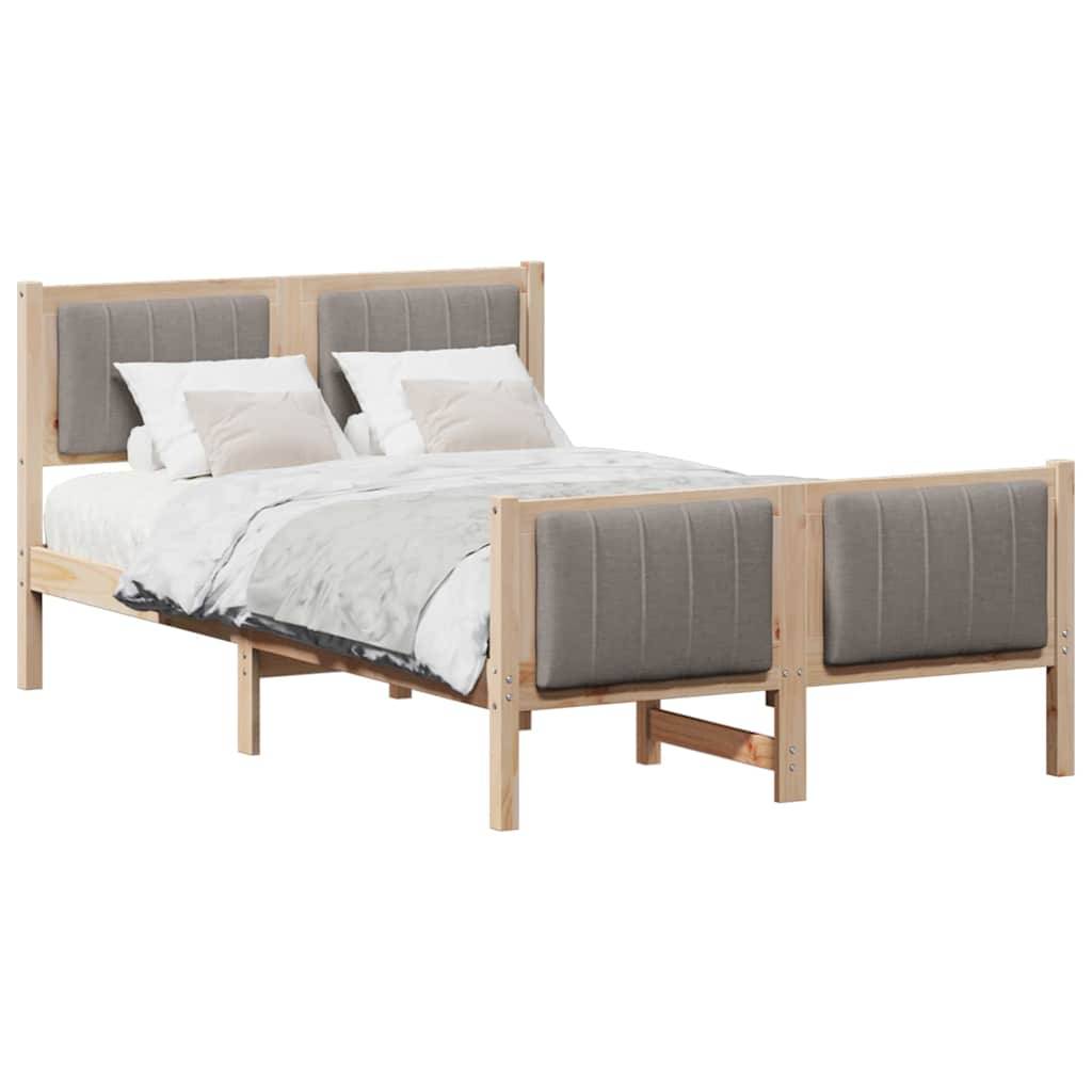 vidaXL Bettgestell Braun und Taupe 120 x 200 cm Massivholz Kiefer