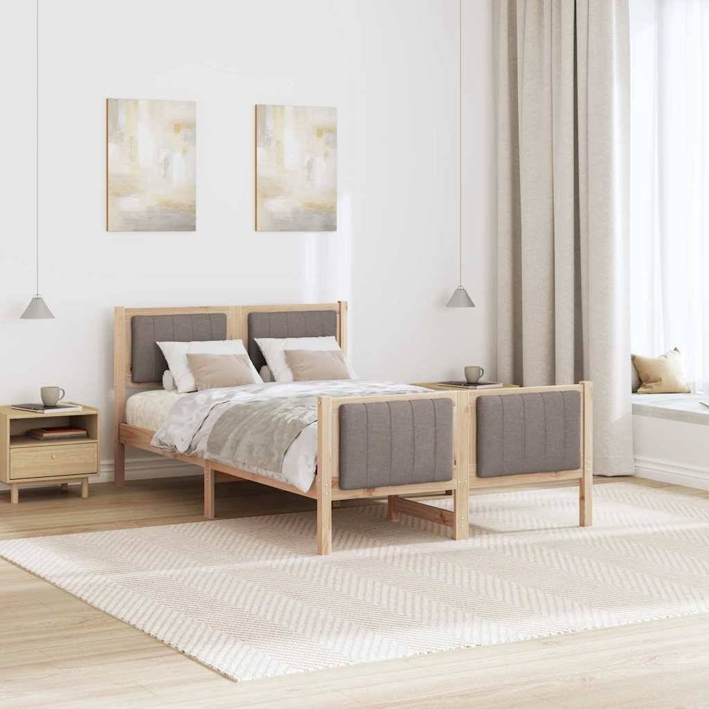 vidaXL Bettgestell Braun und Taupe 120 x 200 cm Massivholz Kiefer